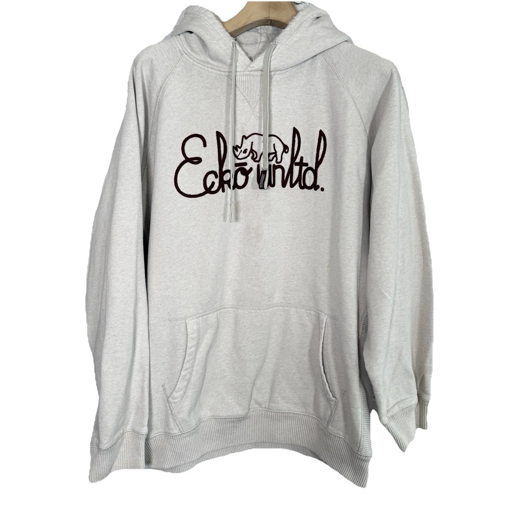 Vintage Ecko Unltd Hoodie Men 2XL Gray Y2K Pullover Rhino Embroidered Distressed